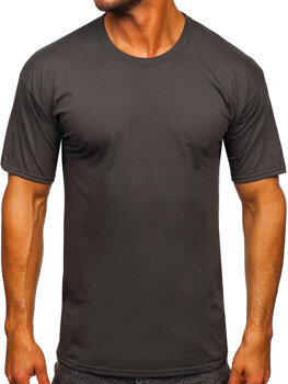 Antracitové pánské bavlněné tričko bez potisku Bolf B459