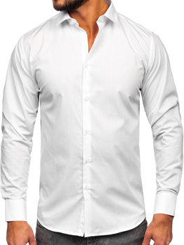 Bílá pánská elegantní košile s dlouhým rukávem slim fit Bolf MS13