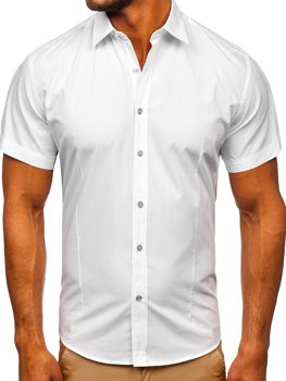 Bílá pánská elegantní košile s krátkým rukávem Bolf 7501