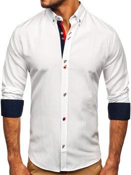 Bílá pánská košile s dlouhým rukávem Bolf 20710