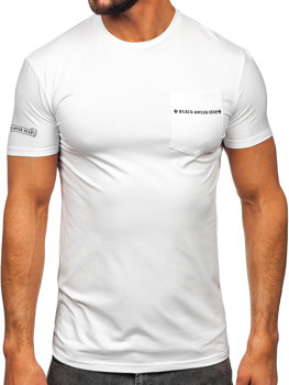 Bílé pánské tričko s kapsou a potiskem Bolf MT3044