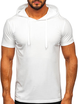 Bílé pánské tričko s kapucí bez potisku Bolf 8T89