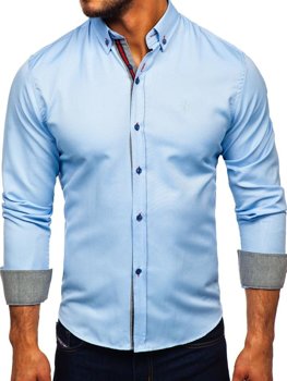 Blankytná pánská elegantní košile s dlouhým rukávem Bolf 5801-A