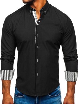 Černá pánská elegantní košile s dlouhým rukávem Bolf 5796-1
