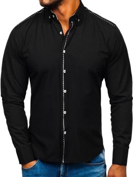 Černá pánská elegantní košile s dlouhým rukávem Bolf 6920