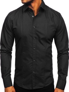 Černá pánská elegantní košile s dlouhým rukávem Bolf 6944