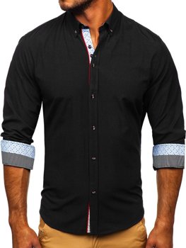 Černá pánská elegantní košile s dlouhým rukávem Bolf 8839
