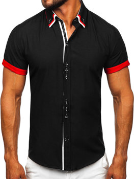 Černá pánská elegantní košile s krátkým rukávem Bolf 2926