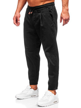 Černé pánské textilní chino kalhoty Bolf 6237