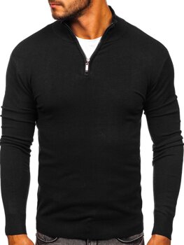 Černý pánský svetr na zip s vysokým límcem Bolf YY08