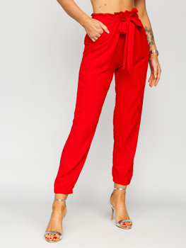 Červené dámské textilní jogger kalhoty Bolf W5076