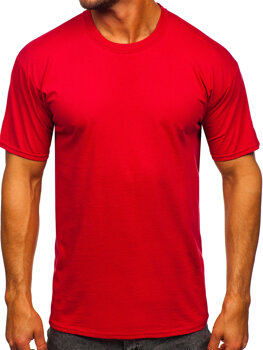 Červené pánské bavlněné tričko bez potisku Bolf B459