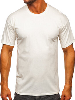 Ecru pánské bavlněné tričko bez potisku Bolf B459