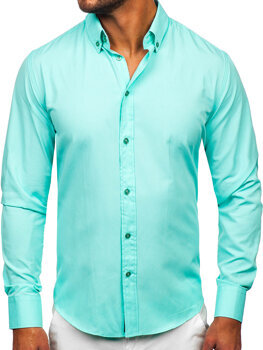 Světlo tyrkysová pánská elegantní košile s dlouhým rukávem Bolf 5821-1