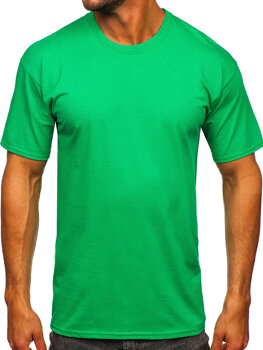 Zelené pánské bavlněné tričko bez potisku Bolf B459