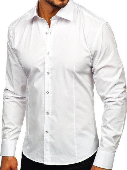 Bílá pánská elegantní košile s dlouhým rukávem Bolf 1703