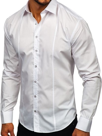 Bílá pánská elegantní košile s dlouhým rukávem Bolf 4705G