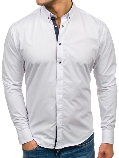 Bílá pánská elegantní košile s dlouhým rukávem Bolf 7727