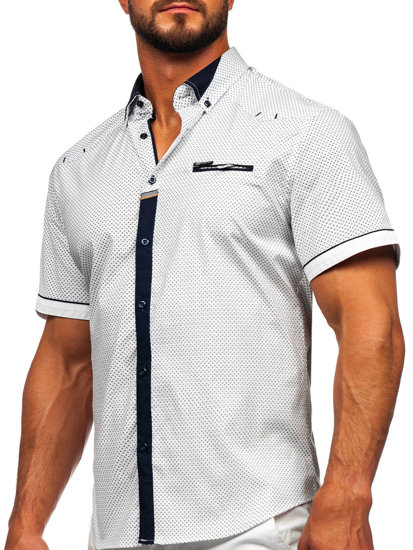 Bílá pánská elegantní košile s krátkým rukávem Bolf 19616