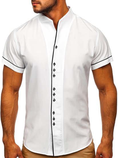 Bílá pánská košile s krátkým rukávem Bolf 5518