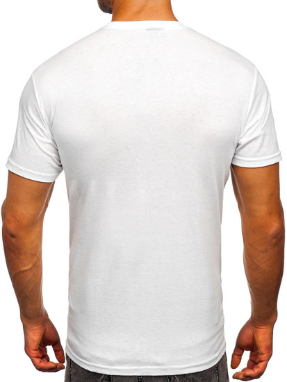 Bílé pánské bavlněné tričko s potiskem Bolf 0404T