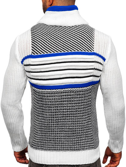 Bílý pánský silný svetr s vysokým límcem Bolf 2000