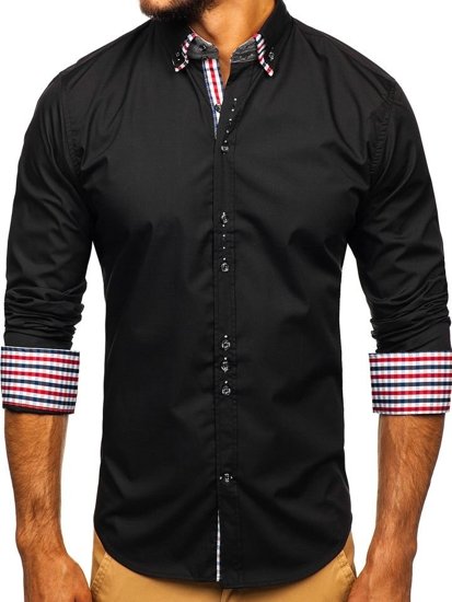 Černá pánská elegantní košile s dlouhým rukávem Bolf 0926