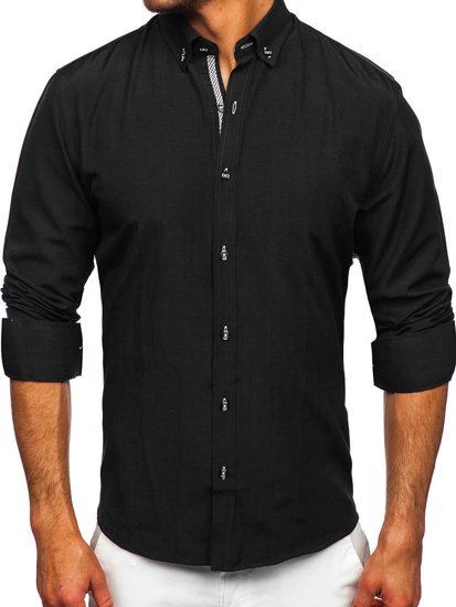 Černá pánská košile s dlouhým rukávem Bolf 20717