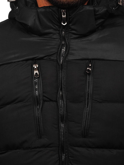 Černá pánská prošívaná zimní bunda Bolf AB103