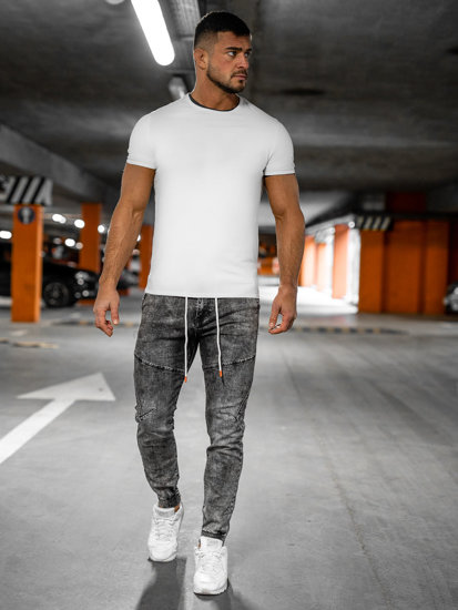 Černé pánské džínové jogger kalhoty Bolf TF124