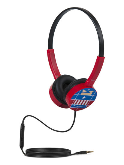 Červená drátová sluchátka přes uši s mikrofonem Kapitán Amerika pro děti W15KA