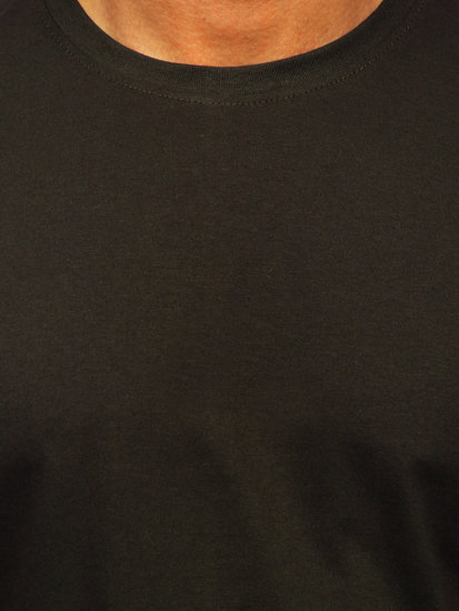 Khaki pánské bavlněné tričko bez potisku Bolf 192397