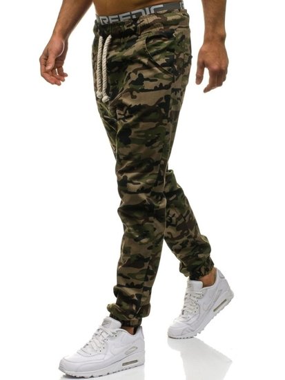 Khaki pánské maskáčové jogger kalhoty Bolf 0367