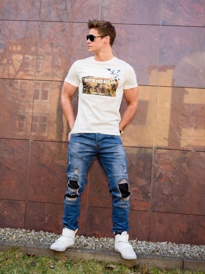Stylizace č. 198 - tričko s dlouhým rukávem a potiskem, džínové tepláky jogger, tenisky
