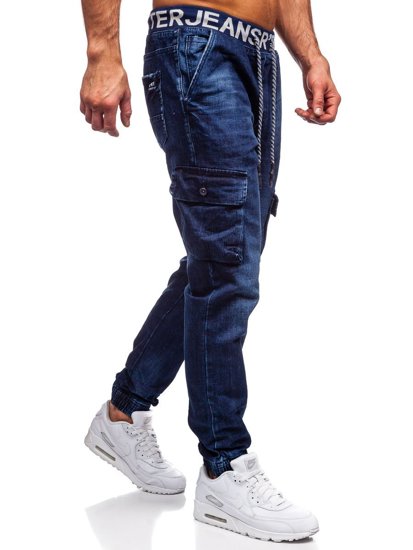 Tmavě modré pánské džínové kapsáče slim fit Bolf 85030W0
