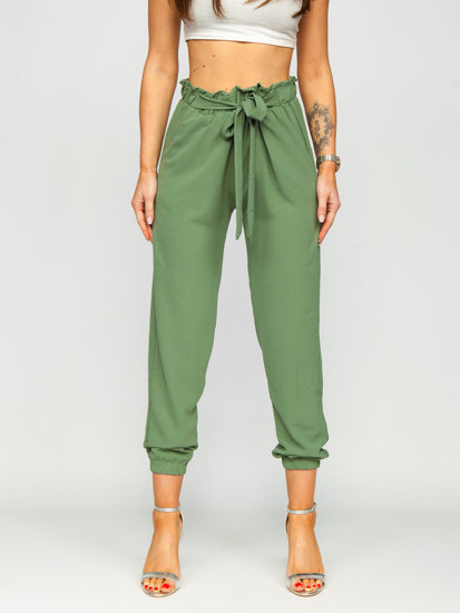 Zelené dámské textilní jogger kalhoty Bolf W5076