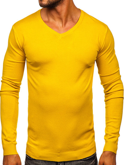 Žlutý pánský svetr s výstřihem do V Bolf MMB601