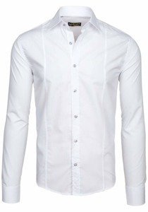 Bílá pánská elegantní košile s dlouhým rukávem Bolf 4705G