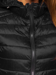 Černá dámská prošívaná vesta s kapucí Bolf 23039