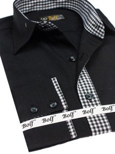 Černá pánská elegantní košile s dlouhým rukávem Bolf 0939