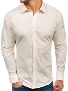 Ecru pánská elegantní košile s dlouhým rukávem Bolf TS100