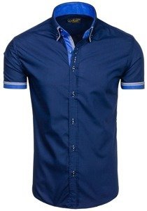 Tmavě modrá pánská košile s krátkým rukávem Bolf 2911