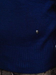 Tmavě modrý pánský svetr s vysokým límcem Bolf MM6018